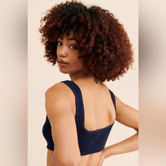 Onia By ANTHROPOLOGIE | Waffle Knit Bralette Women’s Dark Navy Blue - Picture 3 of 9